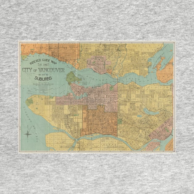 Vintage Map of Vancouver Canada (1920) by Bravuramedia